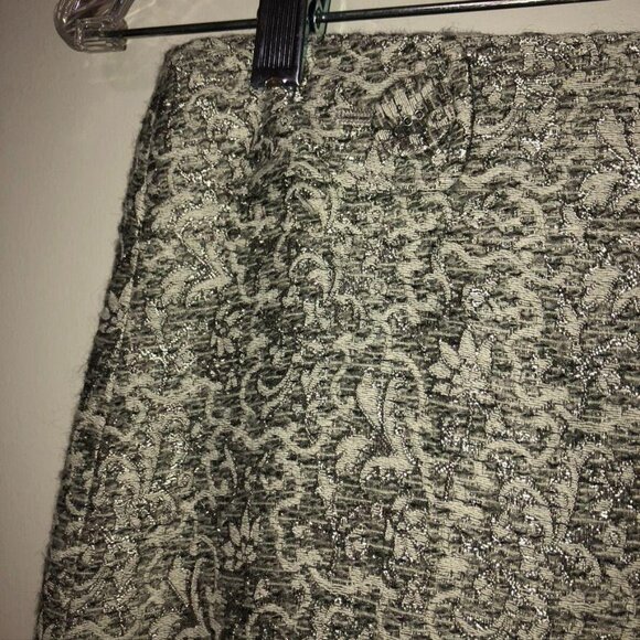 Ann Taylor Womens Silver & Gray Brocade Textured A-Line Skirt Size 2 - Picture 4 of 7